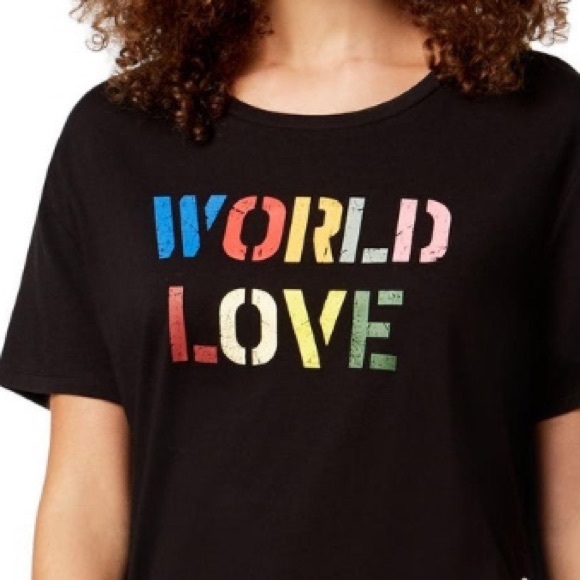 NWT PEACE LOVE WORLD GRAPHIC SIDE-SNAP S-M-L - Picture 2 of 4
